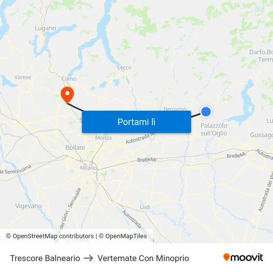 Trescore Balneario to Vertemate Con Minoprio map