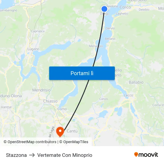 Stazzona to Vertemate Con Minoprio map