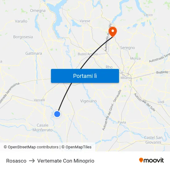 Rosasco to Vertemate Con Minoprio map