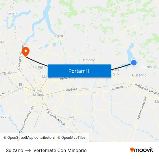 Sulzano to Vertemate Con Minoprio map