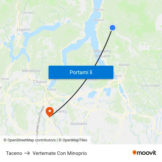 Taceno to Vertemate Con Minoprio map