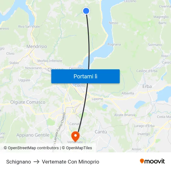 Schignano to Vertemate Con Minoprio map