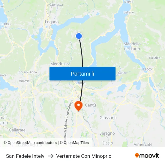 San Fedele Intelvi to Vertemate Con Minoprio map