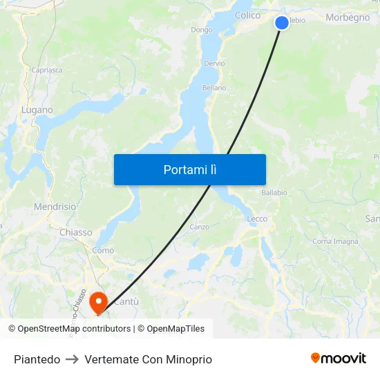 Piantedo to Vertemate Con Minoprio map