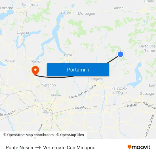Ponte Nossa to Vertemate Con Minoprio map