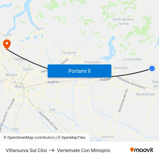 Villanuova Sul Clisi to Vertemate Con Minoprio map