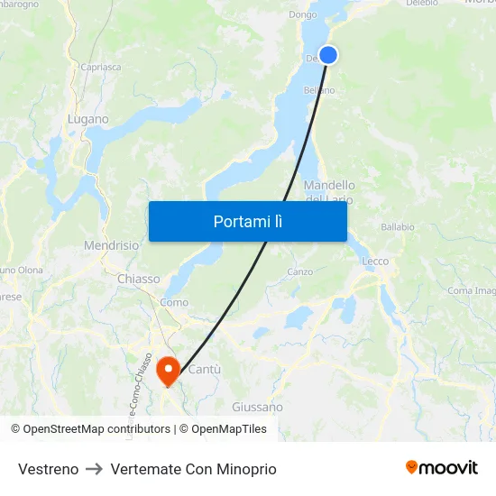 Vestreno to Vertemate Con Minoprio map