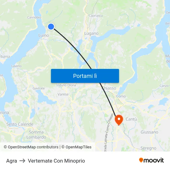 Agra to Vertemate Con Minoprio map