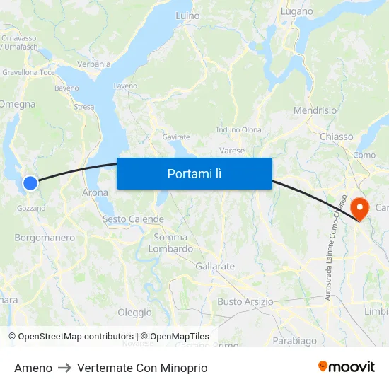 Ameno to Vertemate Con Minoprio map