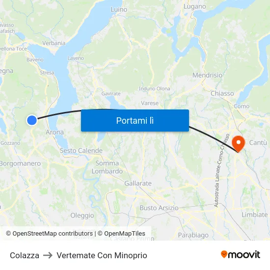 Colazza to Vertemate Con Minoprio map