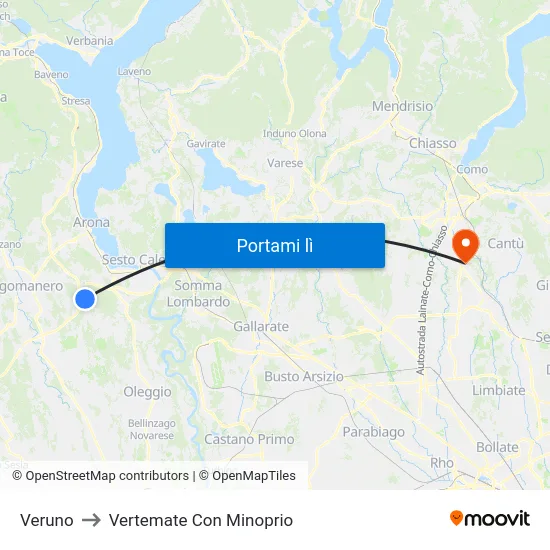 Veruno to Vertemate Con Minoprio map