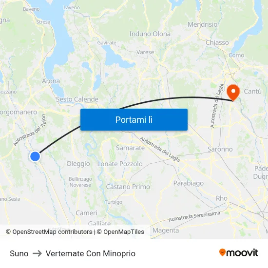 Suno to Vertemate Con Minoprio map