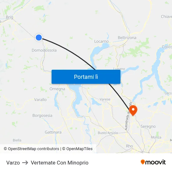 Varzo to Vertemate Con Minoprio map