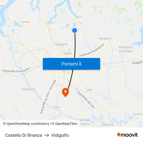 Castello Di Brianza to Vidigulfo map