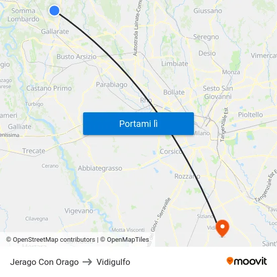 Jerago Con Orago to Vidigulfo map