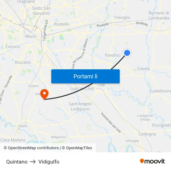 Quintano to Vidigulfo map