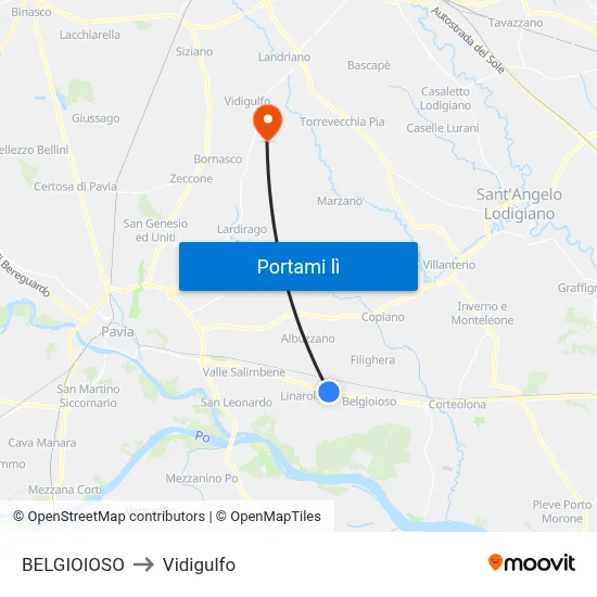 BELGIOIOSO to Vidigulfo map
