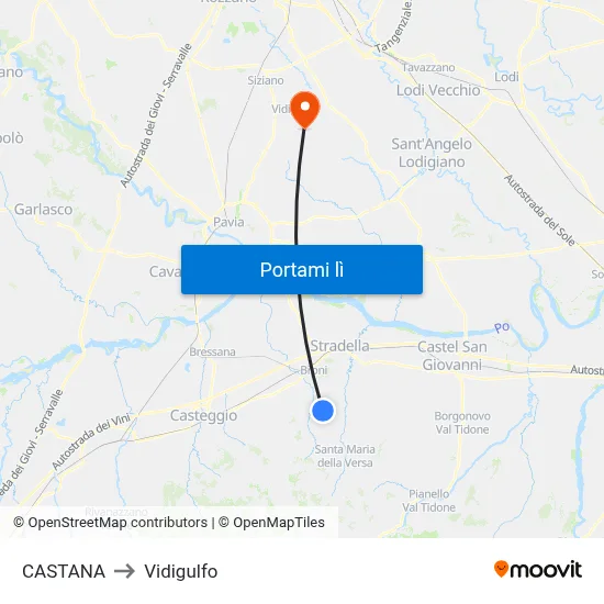 CASTANA to Vidigulfo map