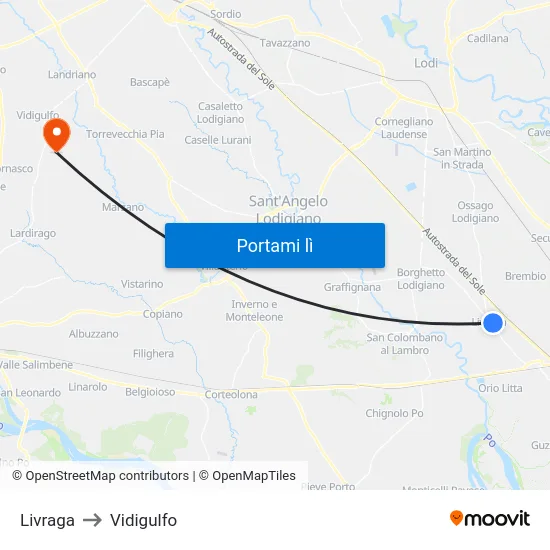Livraga to Vidigulfo map