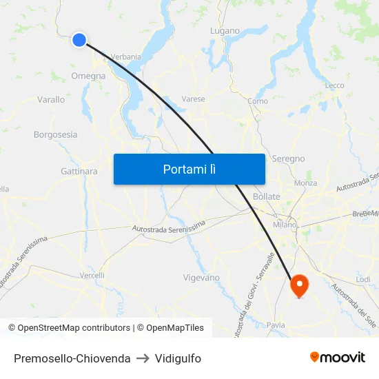 Premosello-Chiovenda to Vidigulfo map