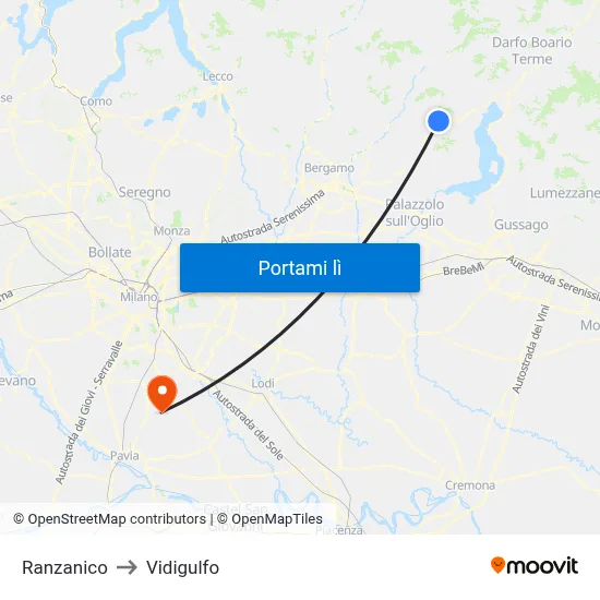 Ranzanico to Vidigulfo map