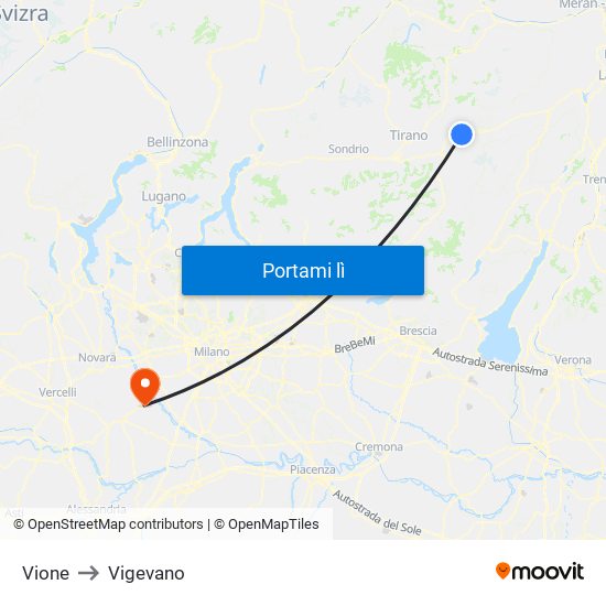Vione to Vigevano map