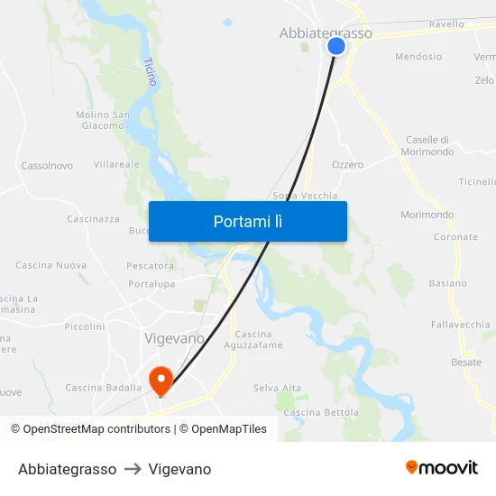 Abbiategrasso to Vigevano map