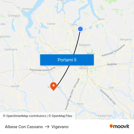 Albese Con Cassano to Vigevano map