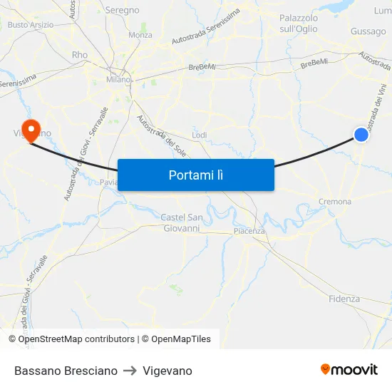 Bassano Bresciano to Vigevano map