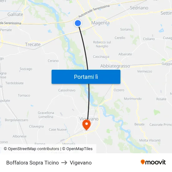 Boffalora Sopra Ticino to Vigevano map
