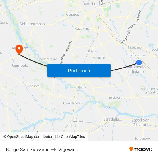 Borgo San Giovanni to Vigevano map