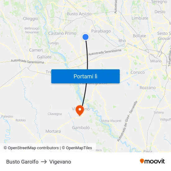 Busto Garolfo to Vigevano map