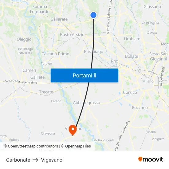 Carbonate to Vigevano map