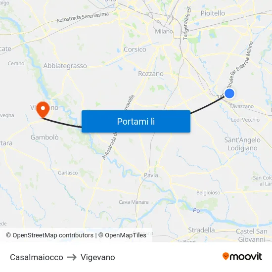 Casalmaiocco to Vigevano map