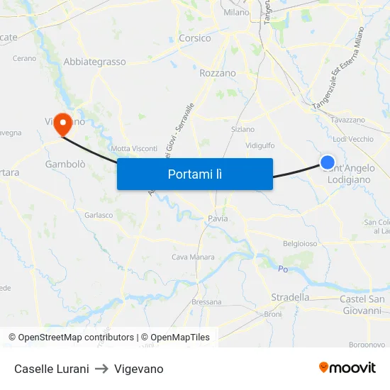 Caselle Lurani to Vigevano map