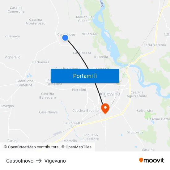Cassolnovo to Vigevano map