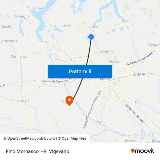 Fino Mornasco to Vigevano map