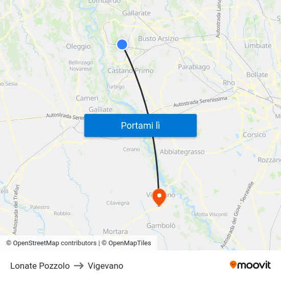 Lonate Pozzolo to Vigevano map