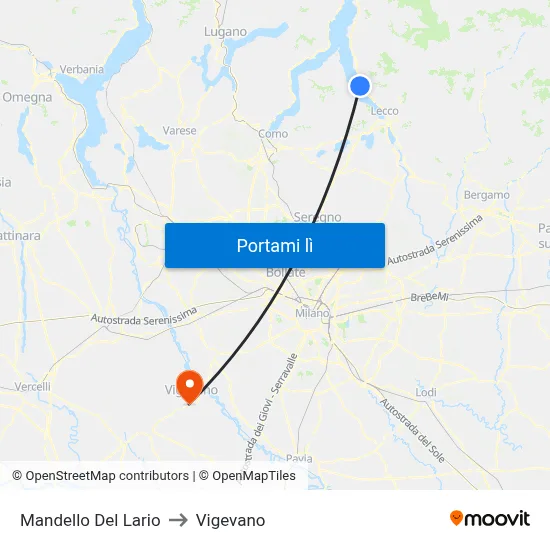 Mandello Del Lario to Vigevano map