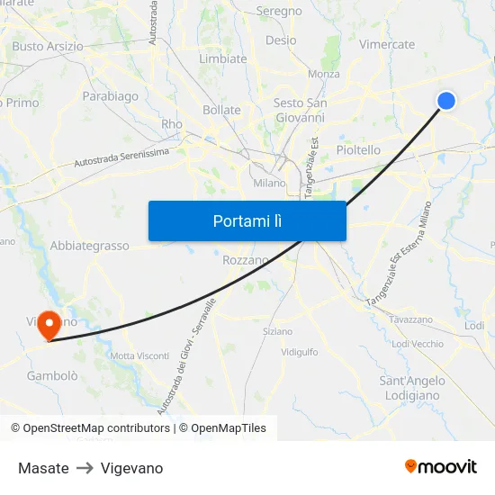 Masate to Vigevano map