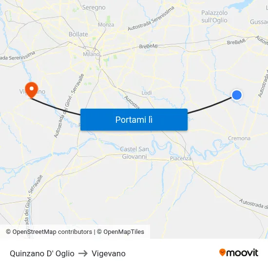 Quinzano D' Oglio to Vigevano map