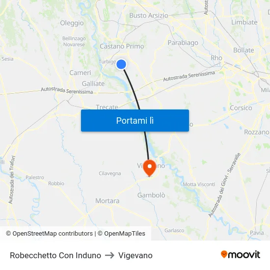 Robecchetto Con Induno to Vigevano map