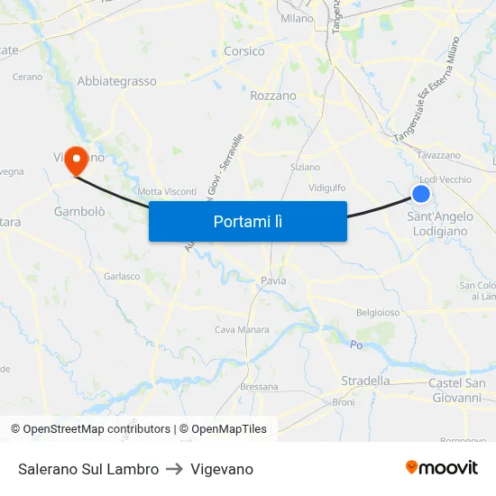 Salerano Sul Lambro to Vigevano map