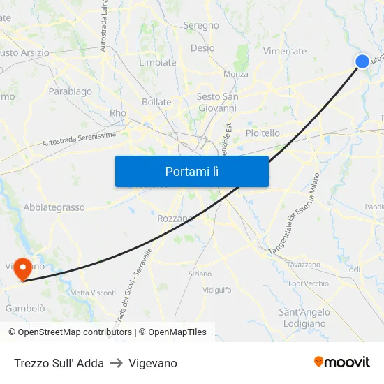 Trezzo Sull' Adda to Vigevano map