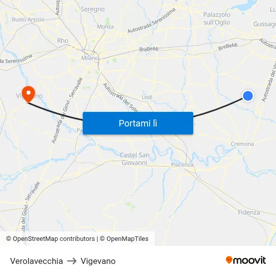 Verolavecchia to Vigevano map