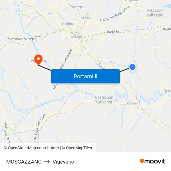 MOSCAZZANO to Vigevano map