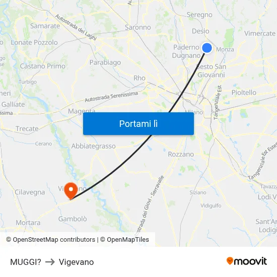MUGGI? to Vigevano map