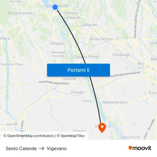 Sesto Calende to Vigevano map
