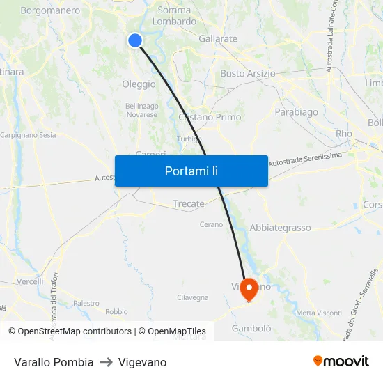 Varallo Pombia to Vigevano map