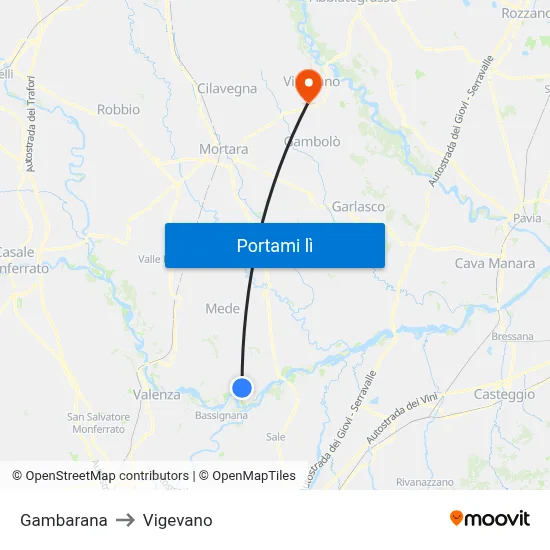 Gambarana to Vigevano map